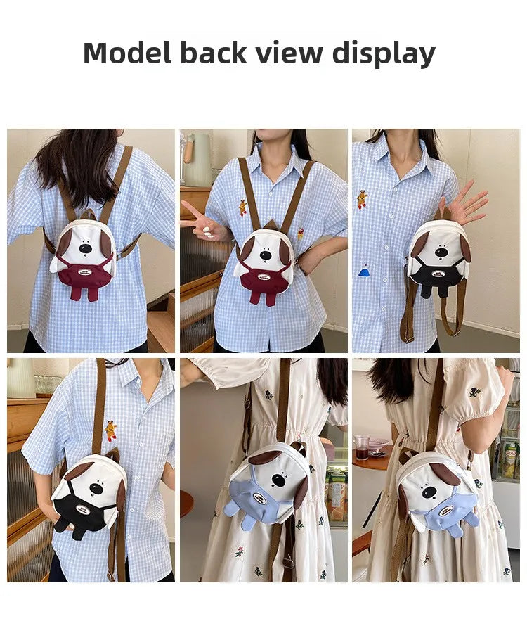 Cute Cartoon Dog Mini Backpack | Adjustable Canvas Travel Bag