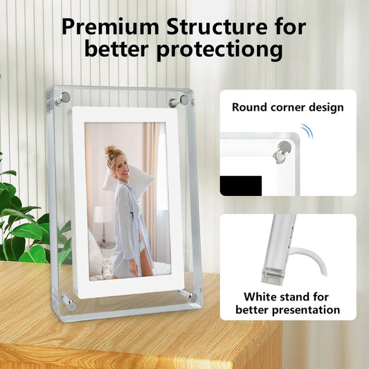 5-Inch Acrylic Digital Photo Frame | USB Charging & Video Playback
