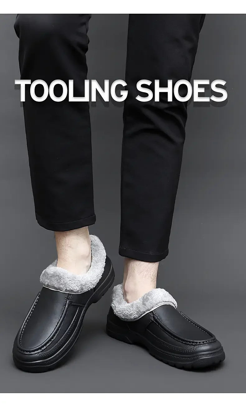 Men’s Waterproof Winter Work Slippers | Warm Anti-Slip Casual Shoes