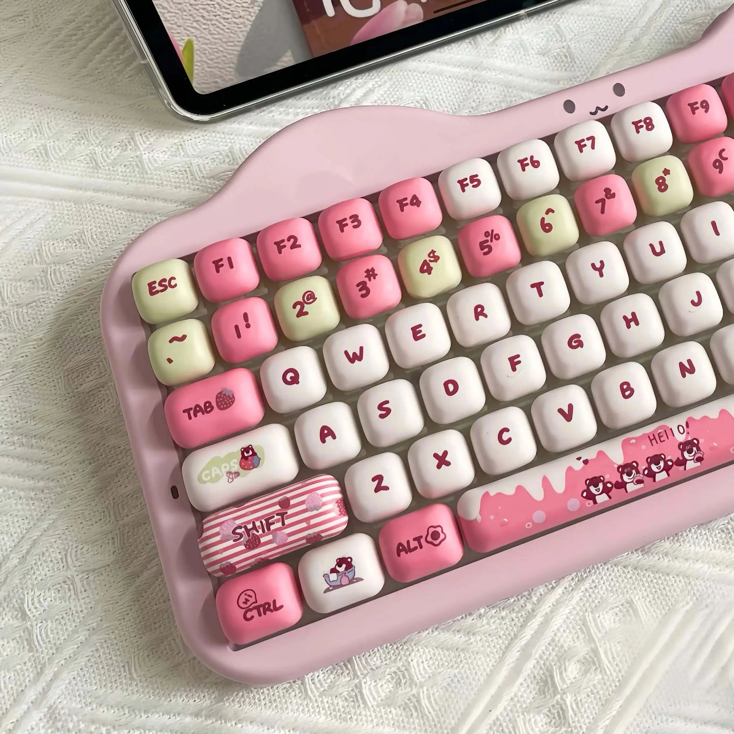 141-Key PBT Keycap Set | Strawberry Bear Theme for MX Switches
