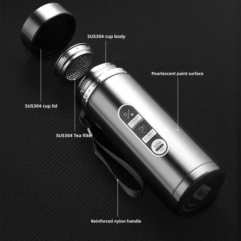 Stainless Steel Vacuum Flask with LED Temperature Display | 500ML-1L