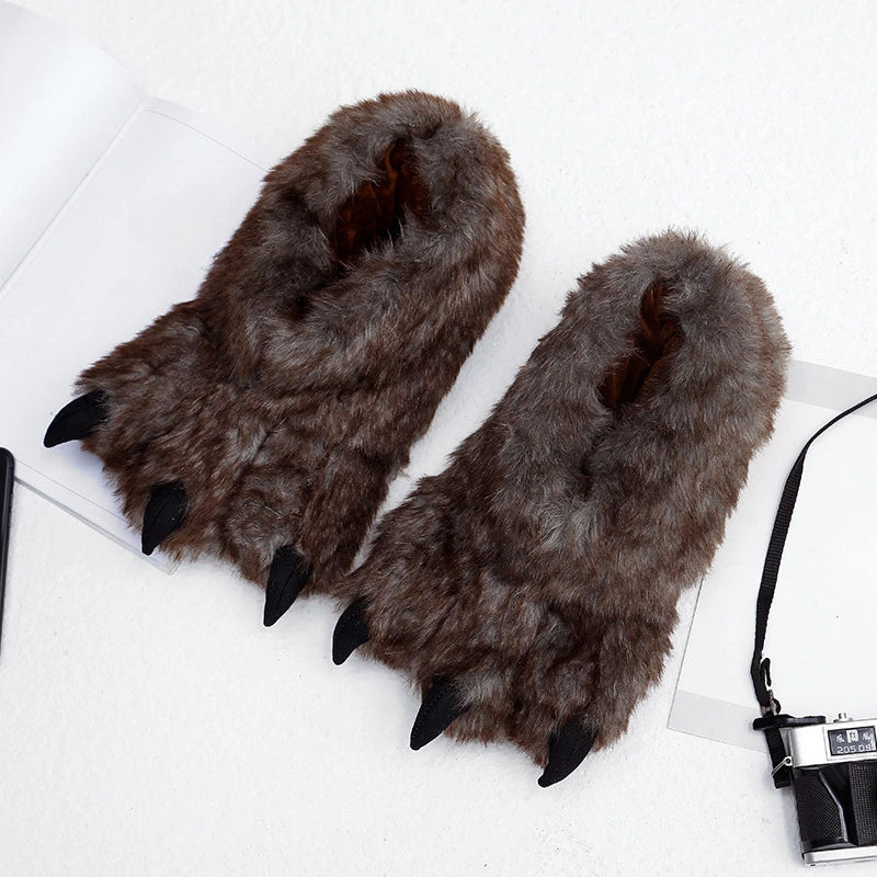 Fluffy Bigfoot Bear Paw Slippers | Cozy Unisex Indoor Slides