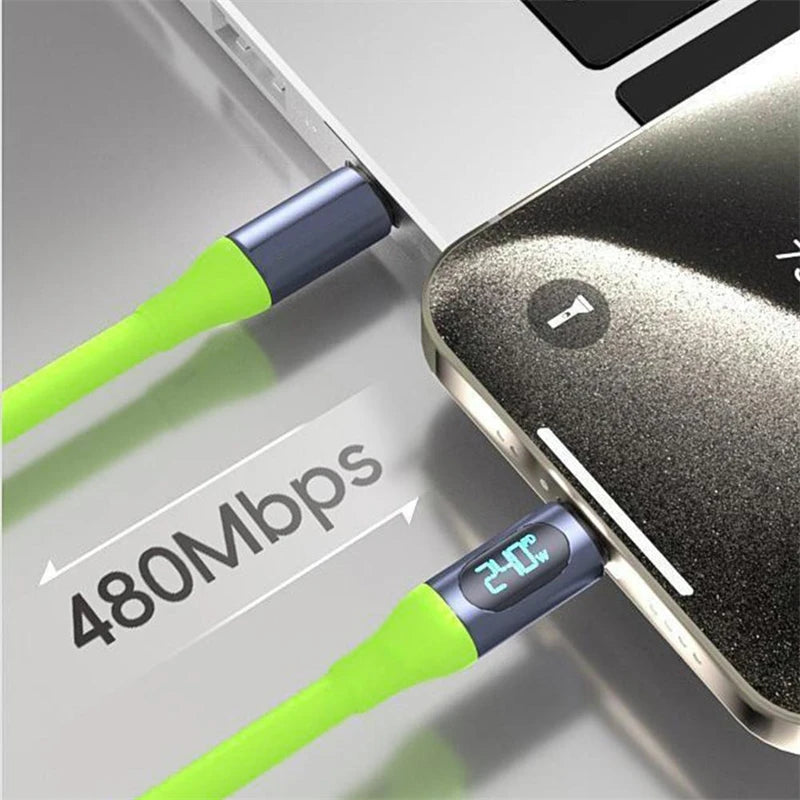 100W USB Type C Cable | Fast Charging Data Cord with LED Display