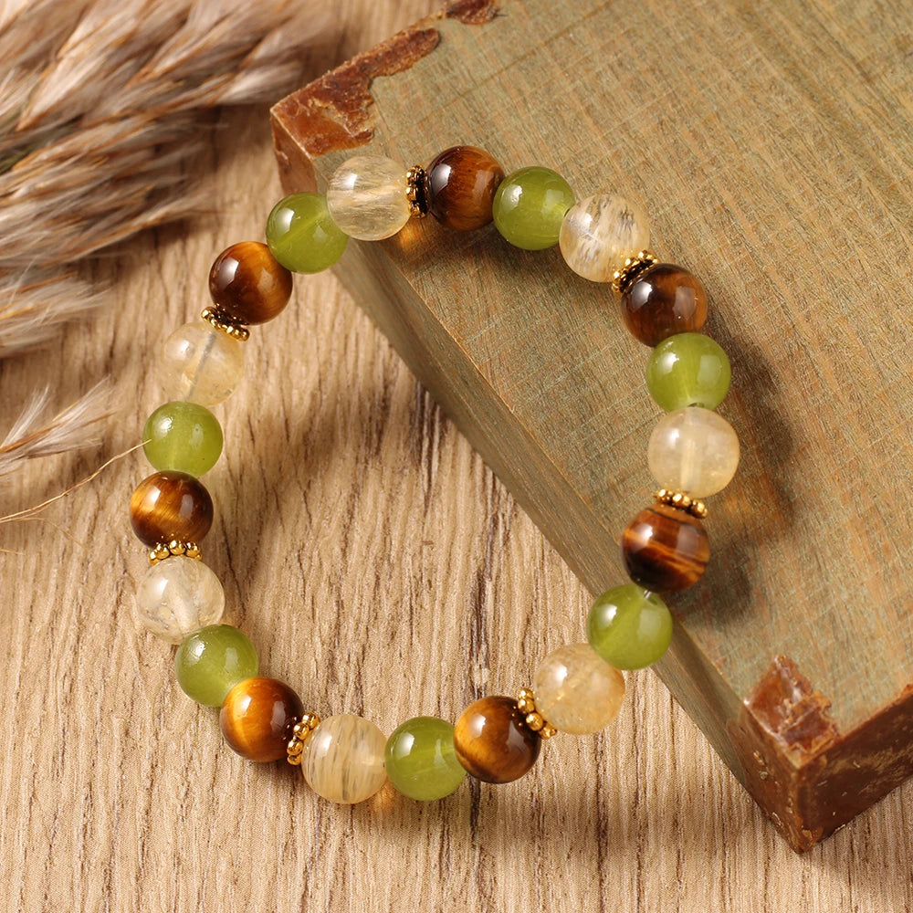 Elegant Tigers Eyes Citrine Bracelet | Healing Yoga Jewelry for Women
