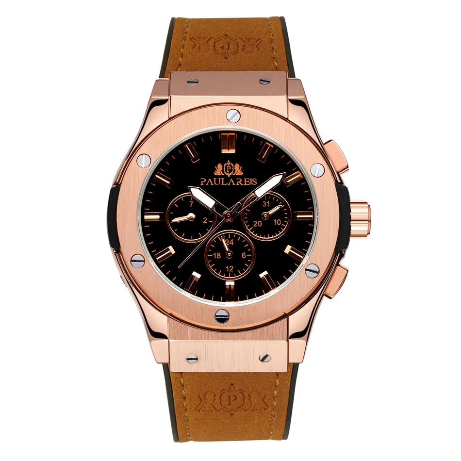 Men's Casual Automatic Mechanical Watch | Rose Gold & Rubber Strap