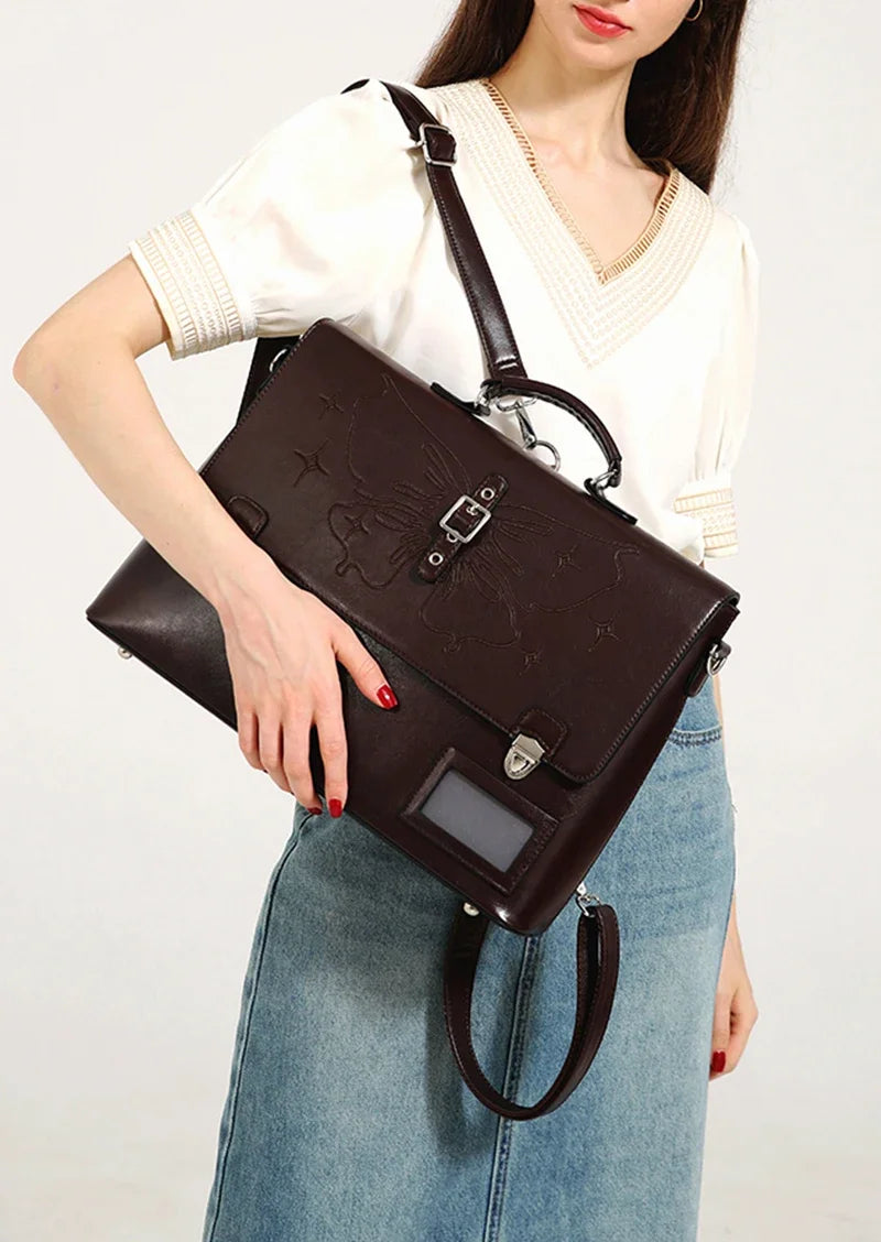 Stylish Cowhide Women's Backpack | Large Capacity Leather Bag
