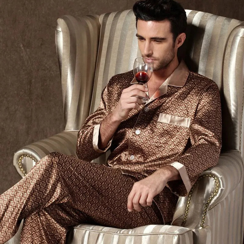 Men's Cozy Satin Pajama Set | Soft Floral Sleepwear
