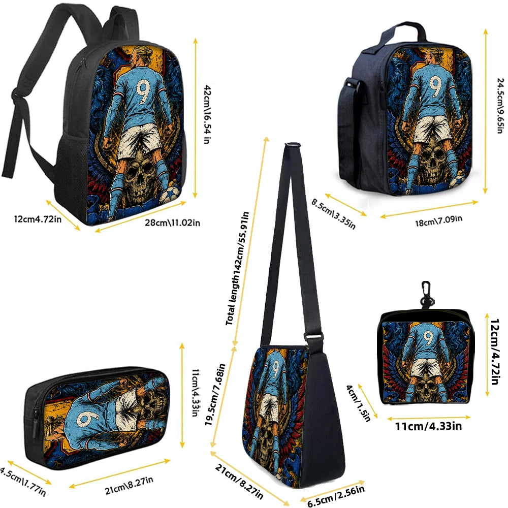 Large-Capacity Soccer Star Pattern Backpack Set | Perfect for Daily Use