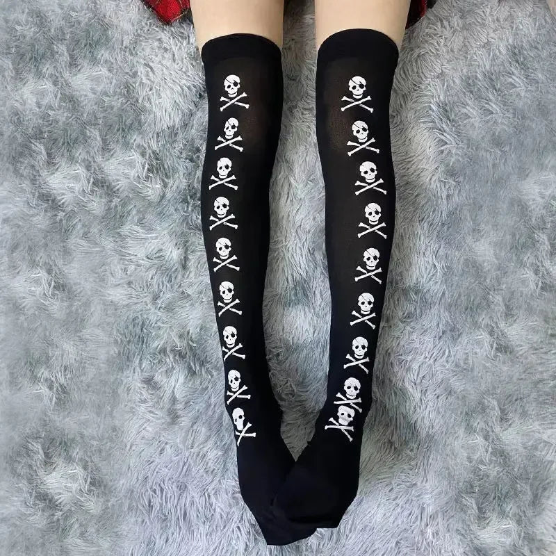 Punk Skull Stockings & Gloves Set | Gothic Cosplay Accessories