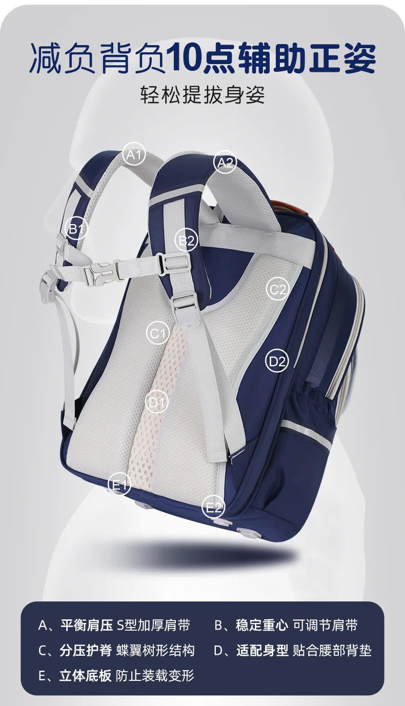 Ergonomic Kids Backpack for Grades 1-6 | Large Capacity School Bag