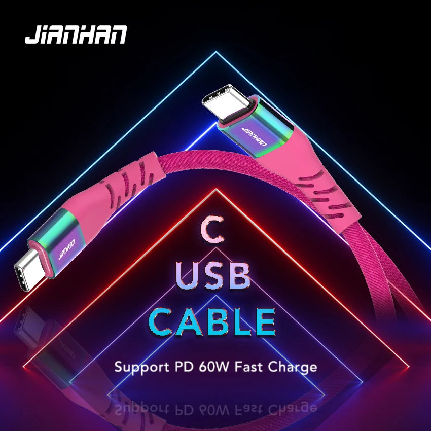 USB C to USB C Cable | 60W Fast Charging Rainbow Braided Cable
