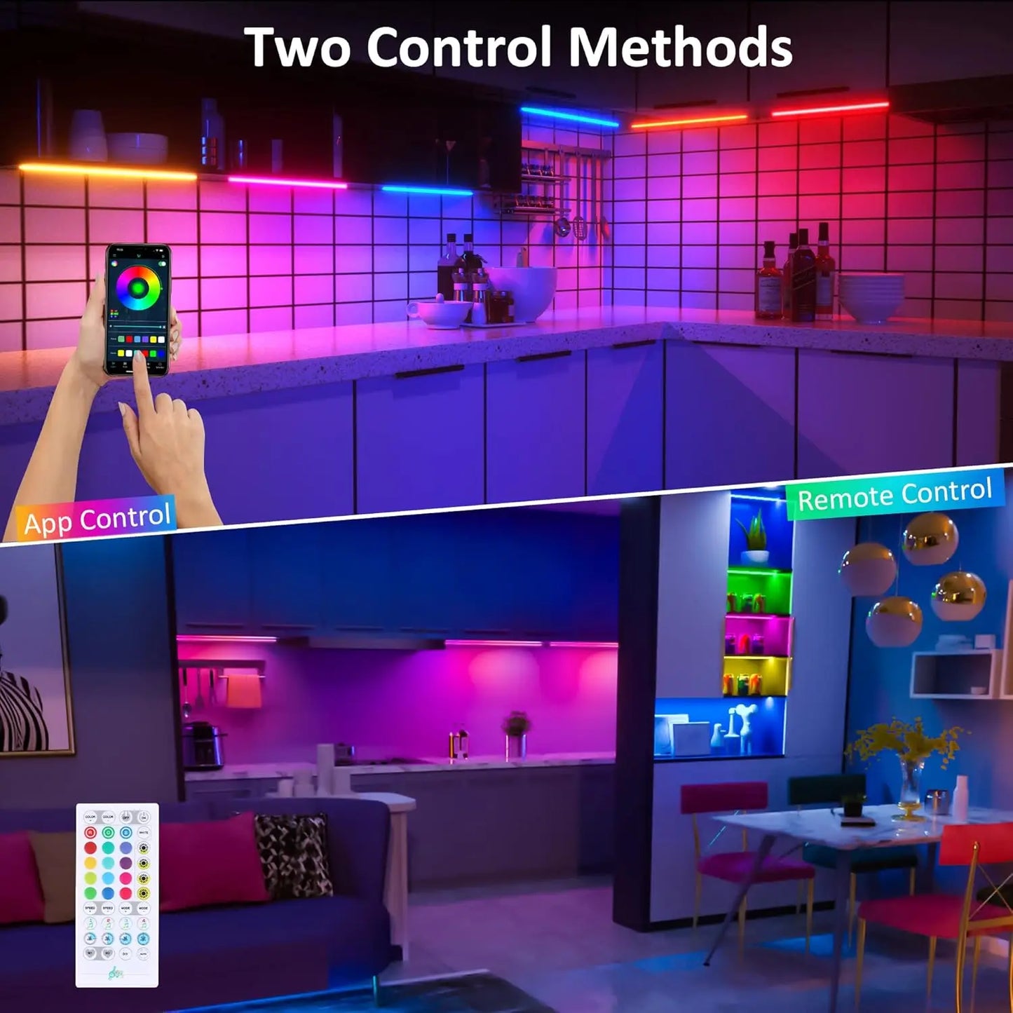 RGB Under Cabinet Lights Kit | Smart App & Remote Control LED Bars