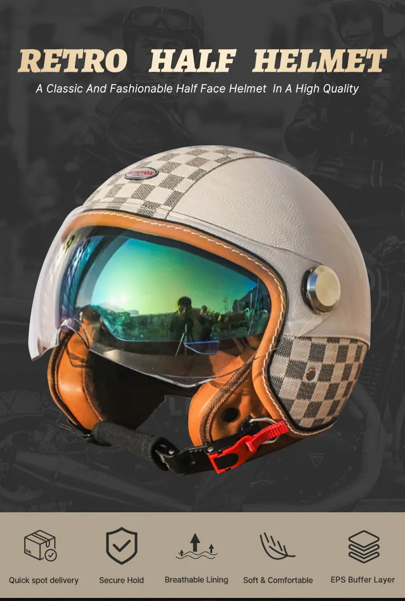 Unisex Open Face Motorcycle Helmet with Double Visors | Safe & Stylish