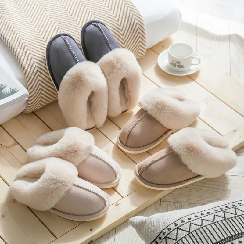 Women's Luxury Faux Suede Plush Slippers | Cozy Winter House Shoes