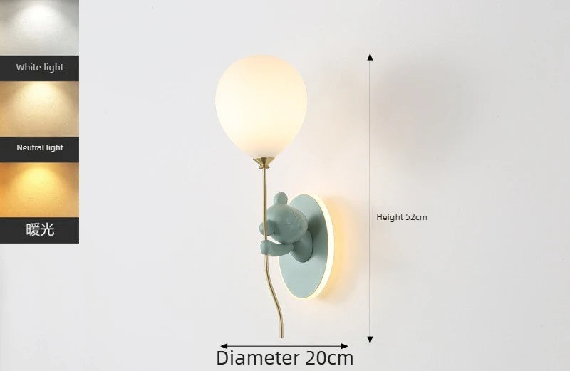 Lámpara de pared de oso creativo | Lámpara suave de globo de dibujos animados para habitaciones infantiles