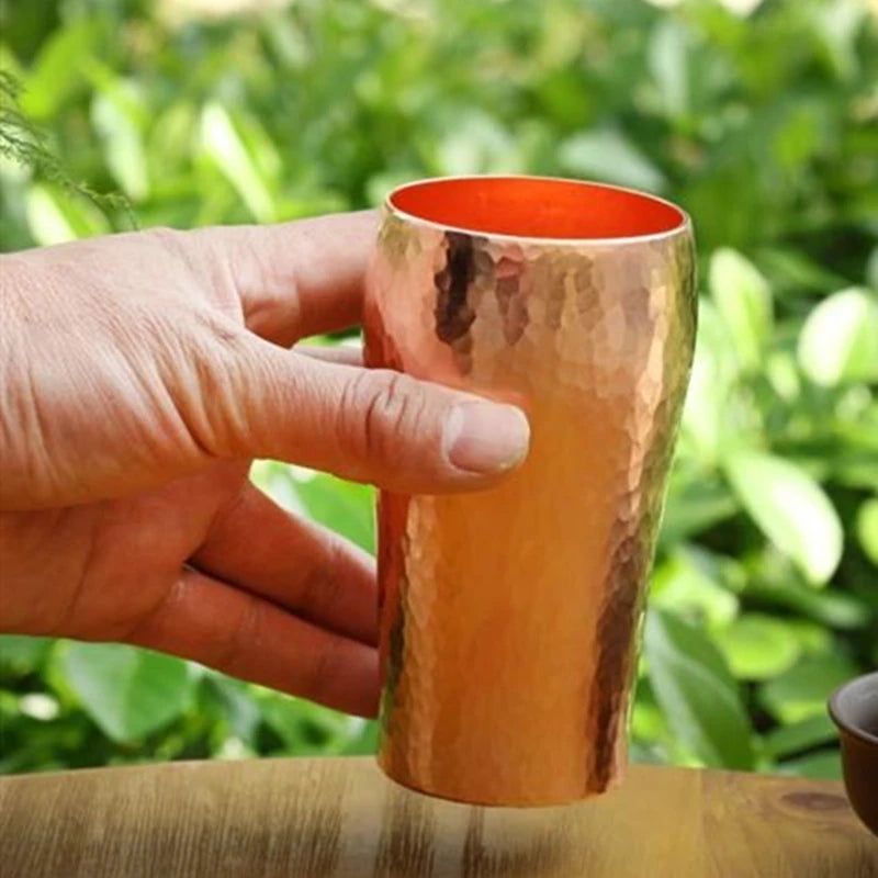 Handcrafted Pure Copper Coffee Cup Beer Milk Mug Retro Embossed Hammer Thickened Water 250ml Breakfast Drinkware Tea Tableware