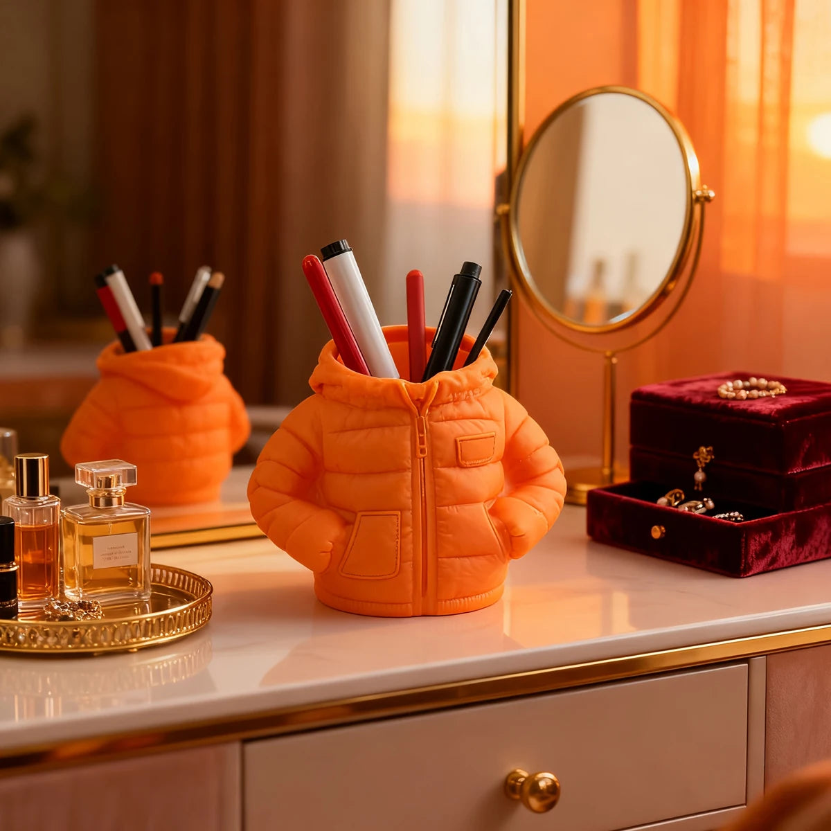 Creative Down Jacket-Shaped Pen Holder | Unique Desktop Organizer