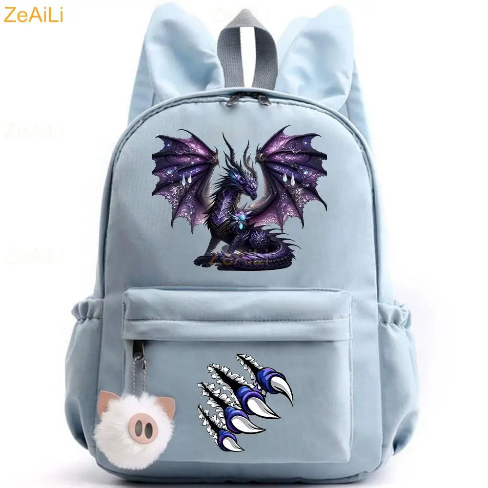 Retro Wolf Head Paw Backpack | Stylish Casual School Rucksack