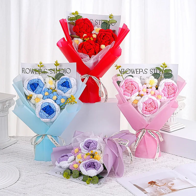 Hand-Knitted Crochet Flower Bouquet | Perfect Gift for Any Occasion