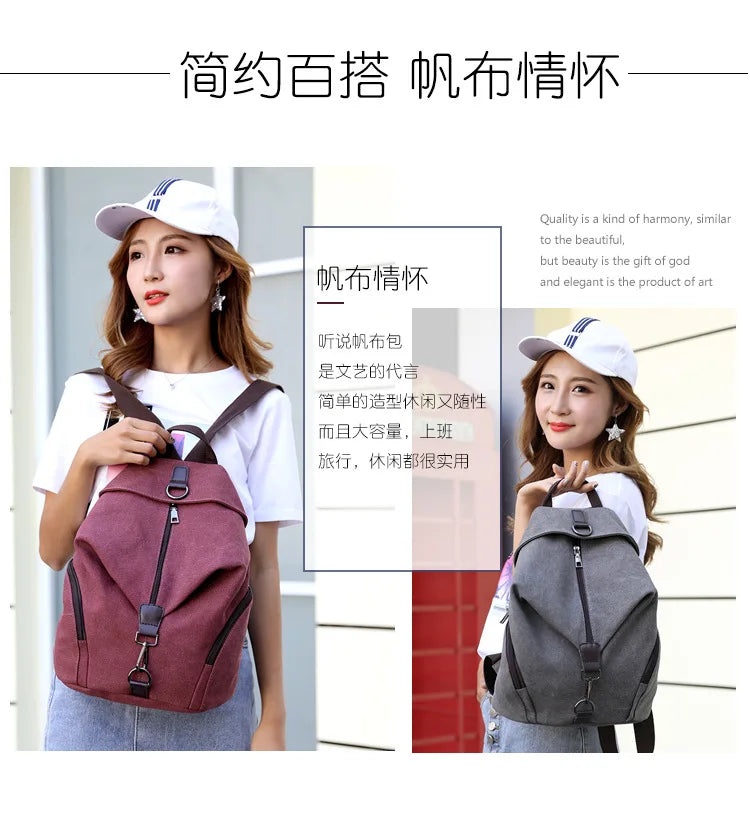 Stylish Vintage Canvas Women Backpack | Fashionable Casual Bag