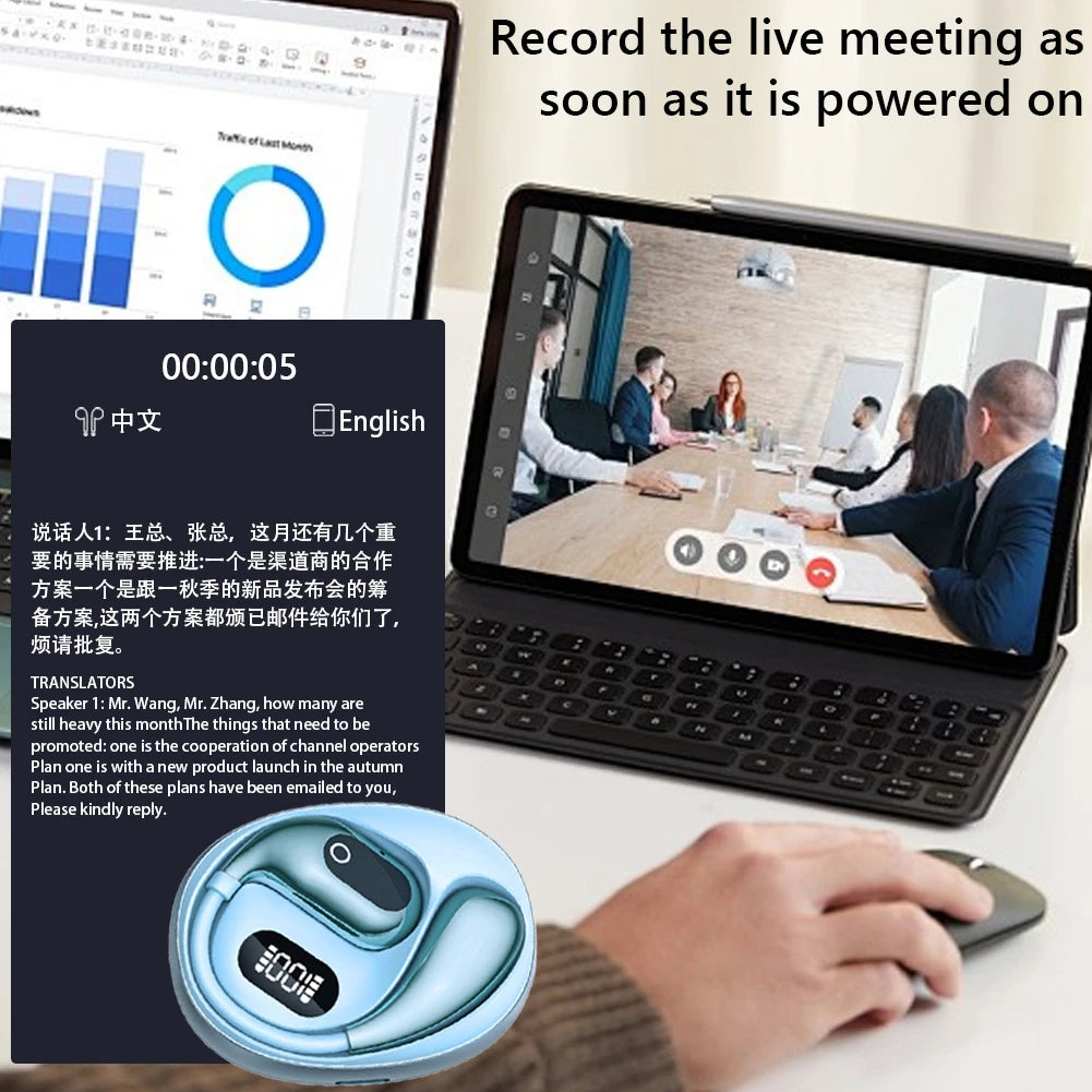 Real Time AI Translator Earbuds | Bluetooth 5.3 for Travel & Business