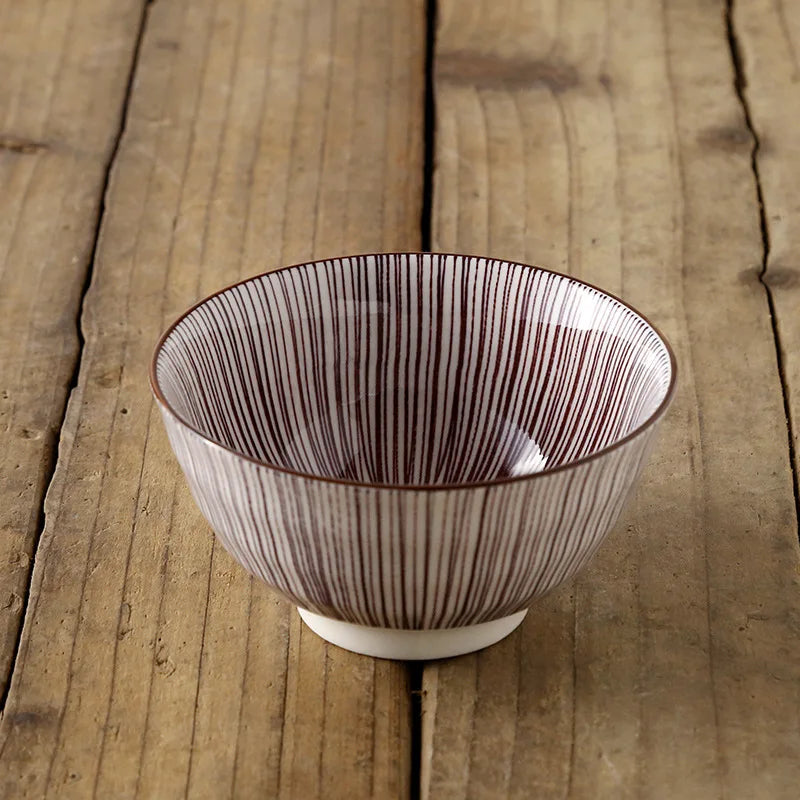 Cuenco de arroz de cerámica estilo japonés de 4.5 pulgadas | Vajilla elegante