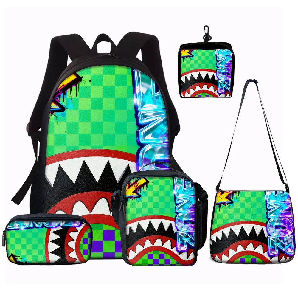Trendy Shark Graphic Backpack Set | Ideal for School & Adventures