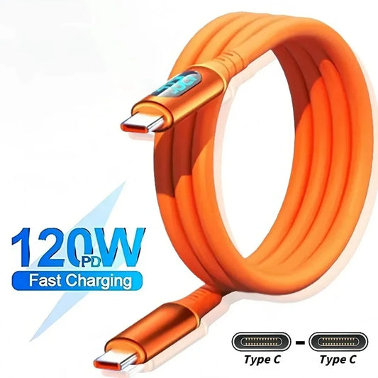 120W Fast Charging USB C Cable with Digital Display | Quick Charge Cord