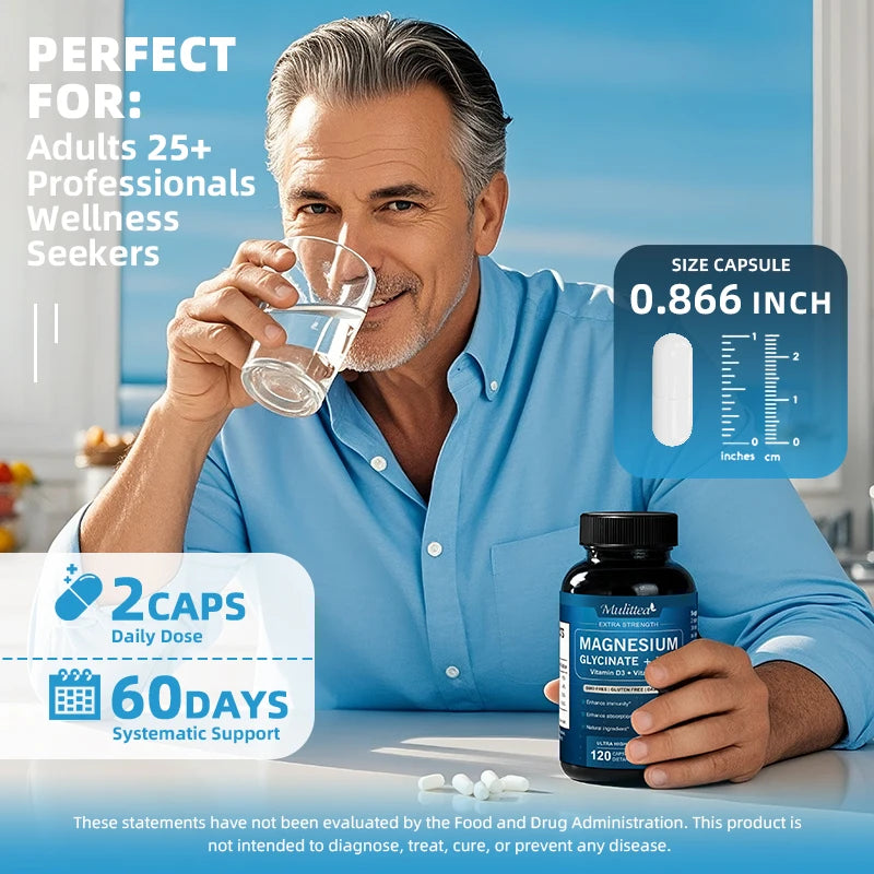Magnesium Glycinate Vegan Capsules with Zinc & Vitamin D3