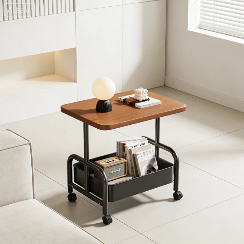 Double-Tier Mobile Rolling Laptop Desk & Storage Table