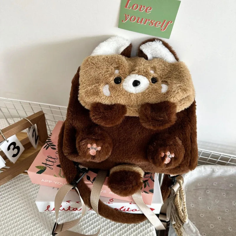 Cute Raccoon Plush Backpack | Fashionable Detachable Shoulder Bag