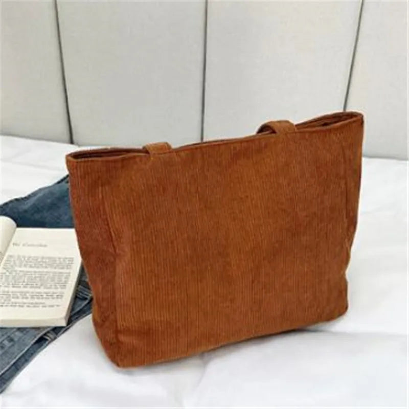 Stylish Women's Corduroy Shoulder Tote Bag | Large Capacity Handbag