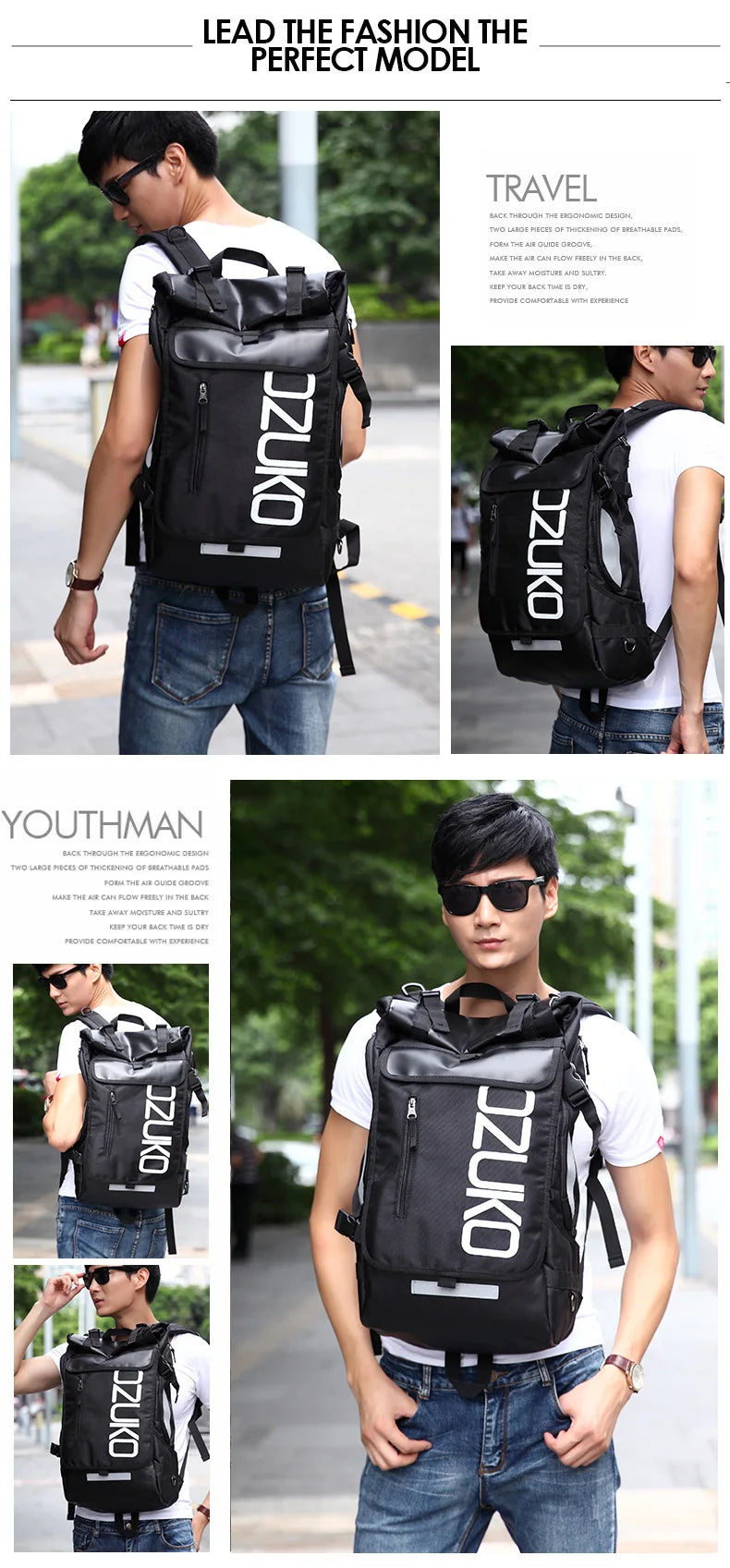 Large Water Repellent Backpack for Men | Stylish Travel Schoolbag