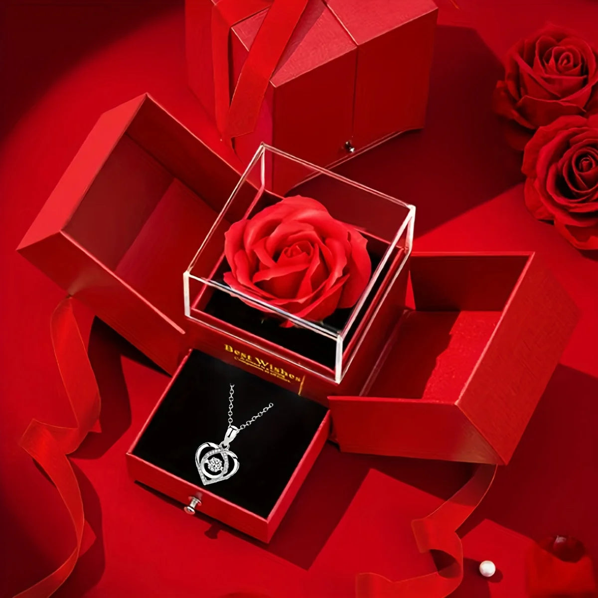 Premium Rose Soap Gift Box with MOM Pendant Necklace