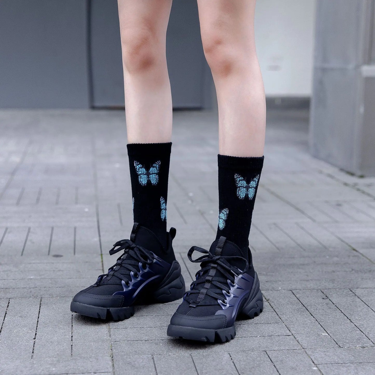 Stylish Butterfly Crew Socks for Women | Kawaii Streetwear Fashion