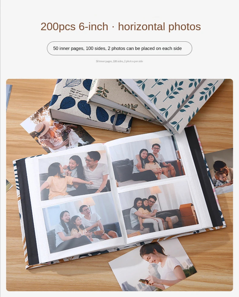 200pcs 6-inch Fabric Photo Album | Large Capacity Family Keepsake