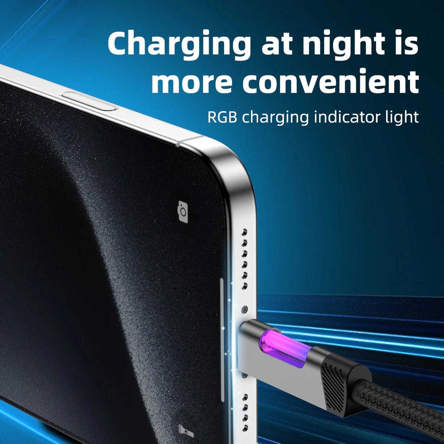 RGB Fast Charging Cable | 120W 6A USB Type C with Ambient Light