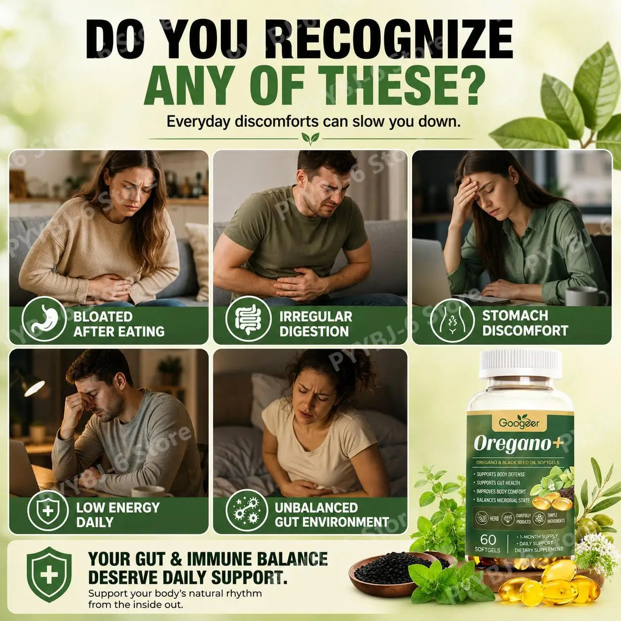 Oregano & Black Seed Oil Softgels | Gut Health Support Formula