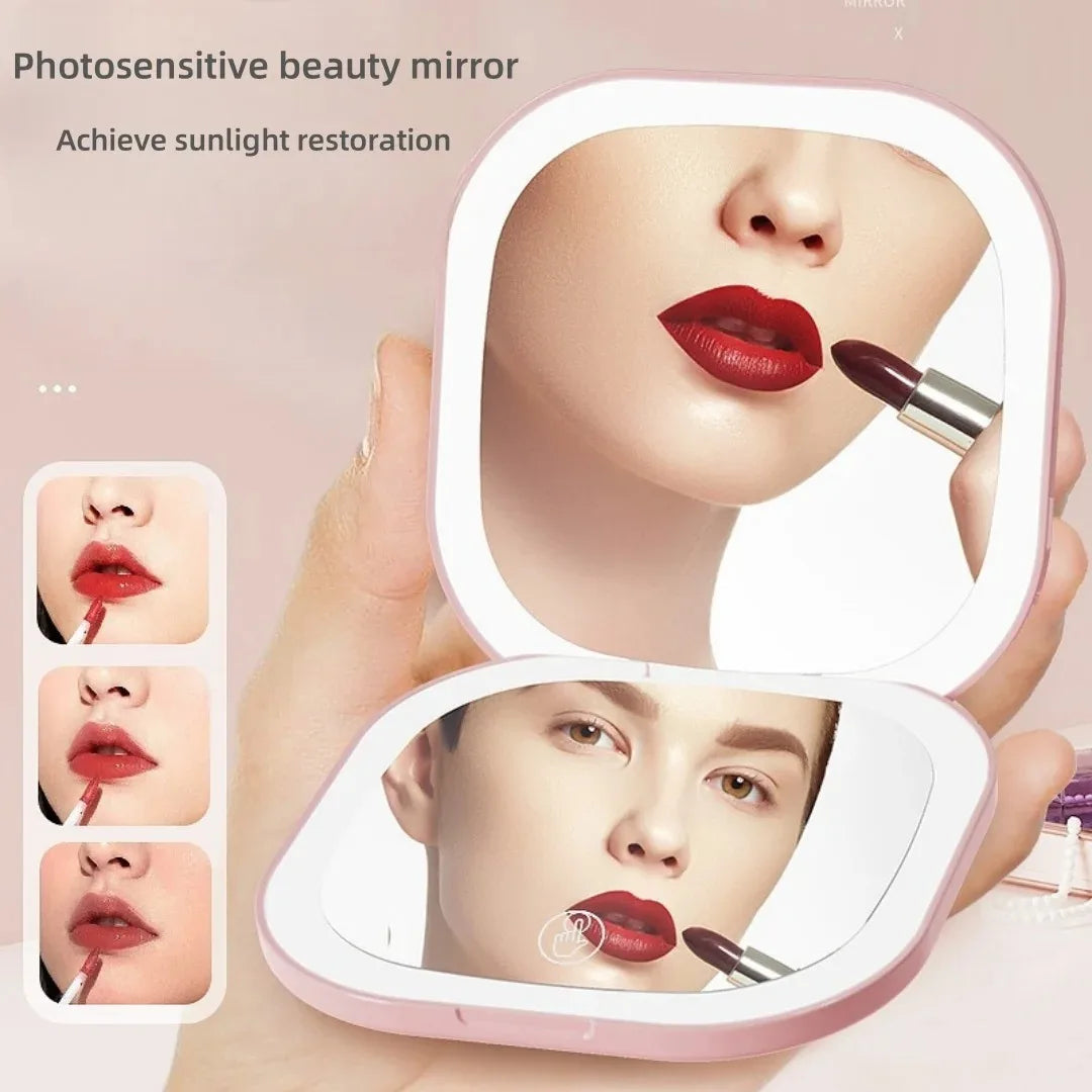 Portable LED Travel Makeup Mirror | Double-Sided & Compact