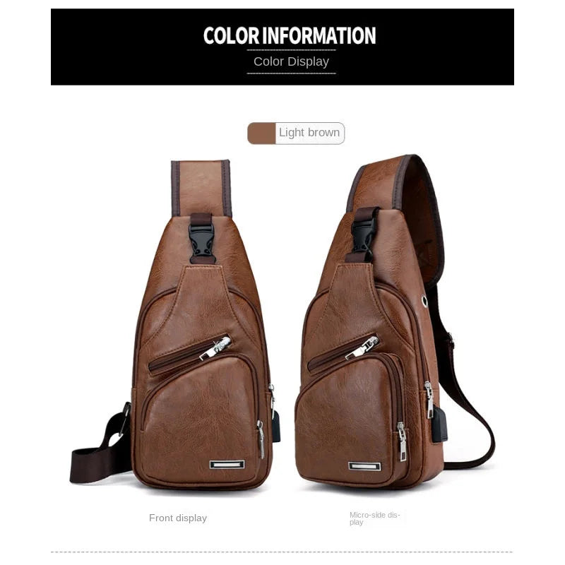 Men's Chest Bag with Headphone Hole | Versatile USB Shoulder Pack