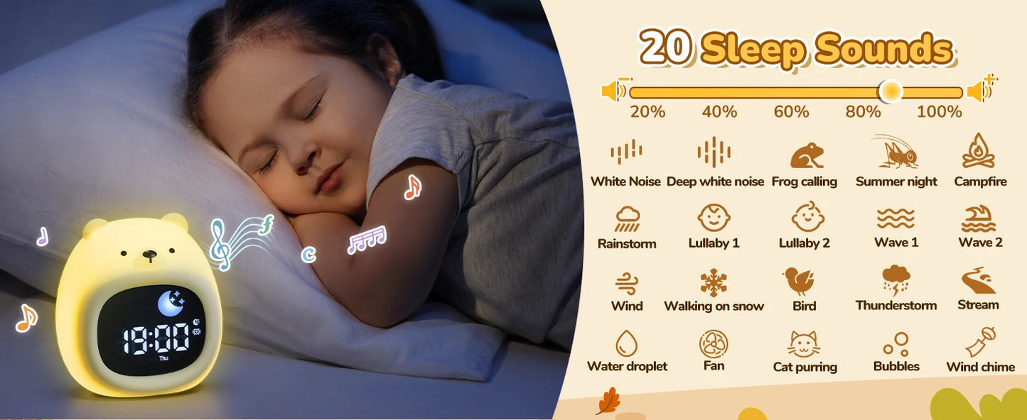 Cute Puppy-Shaped Kids Alarm Clock | Toddler Sleep Training Light