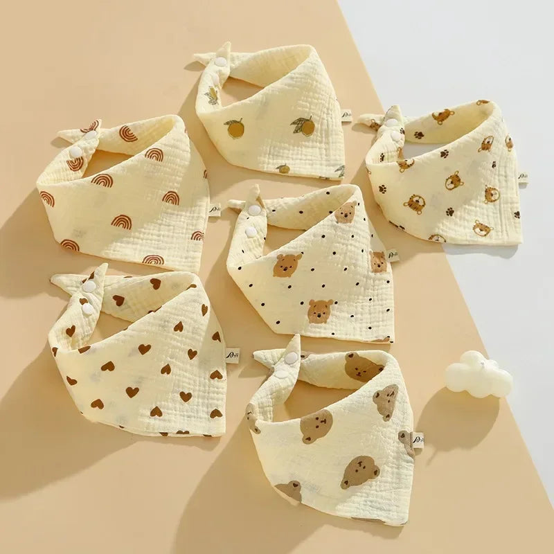 5pcs Soft Cotton Baby Muslin Bibs | Stylish & Durable Drool Cloths