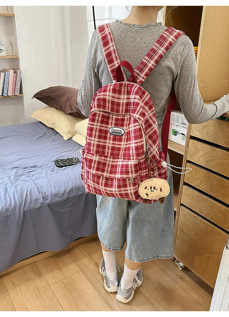 Large Capacity Plaid Backpack | Versatile Travel & School Bag