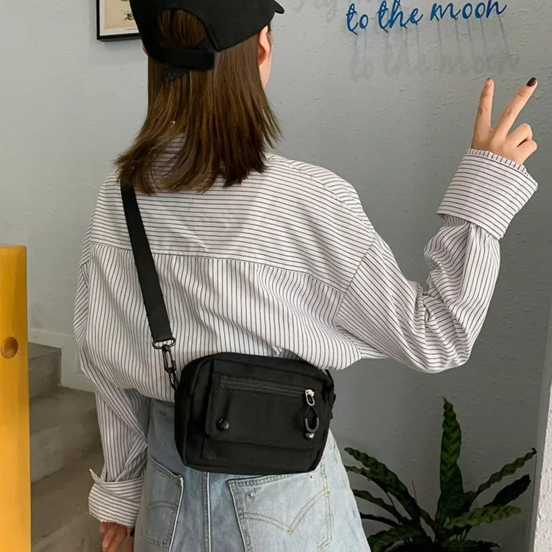 Korean Mini Canvas Crossbody Bag | Versatile Women's Handbag