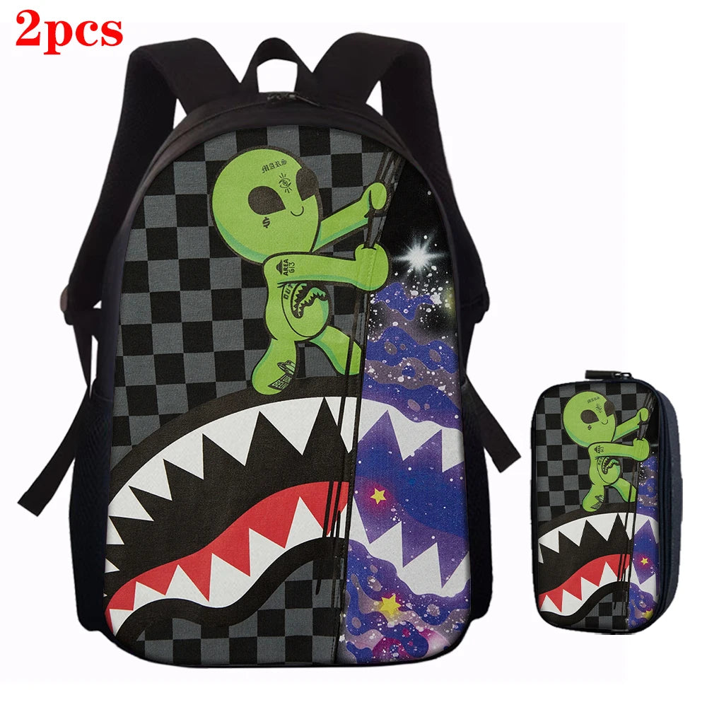 Trendy Shark Graphic Backpack Set | Ideal for School & Adventures