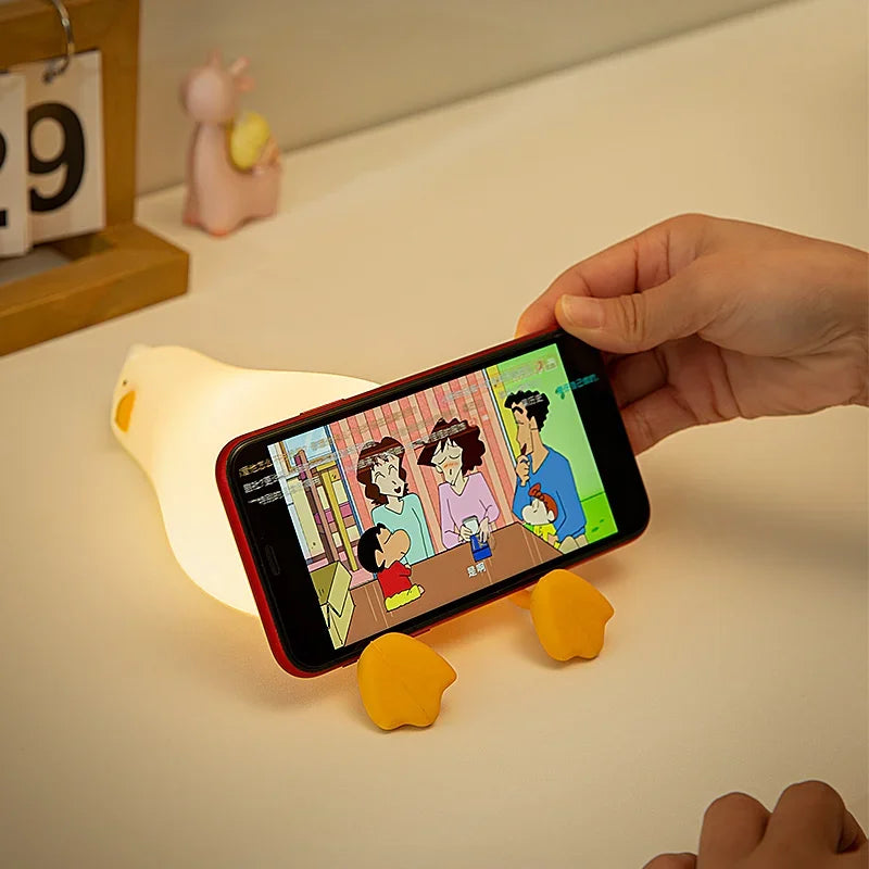 Bonita lámpara de noche LED con forma de pato | Lámpara de silicona regulable para guardería