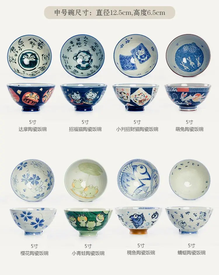 Cute Animal Ceramic Bowls | Adorable Lucky Cat Rice Bowl