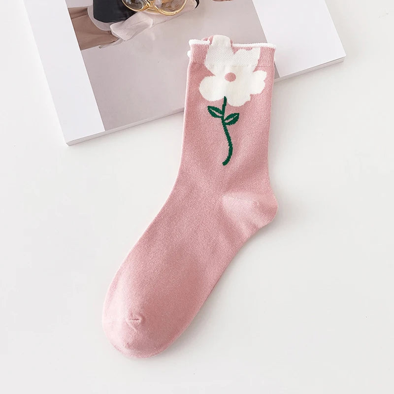 Women's Cartoon Flower Candy Color Socks | Stylish & Comfortable