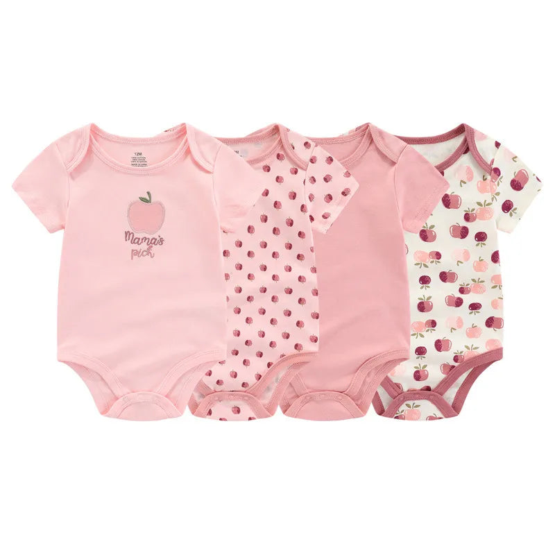 4pcs Cartoon Baby Bodysuit Set | 100% Cotton Newborn Onesies