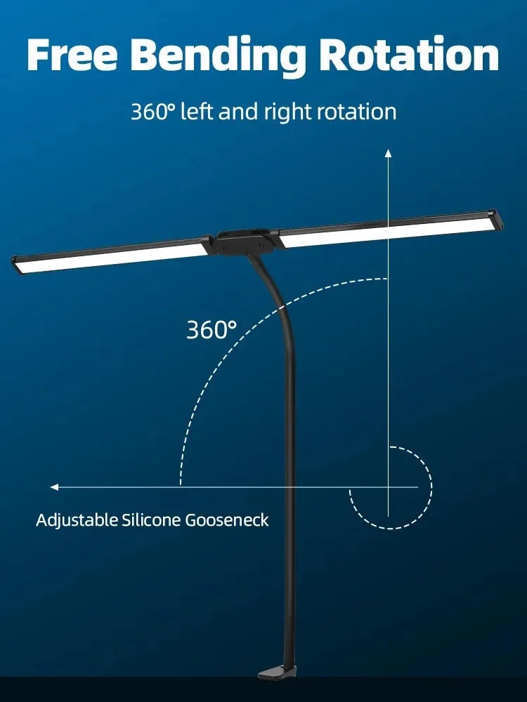 Dimmable Double Head LED Clip Desk Lamp | Brighten Your Workspace
